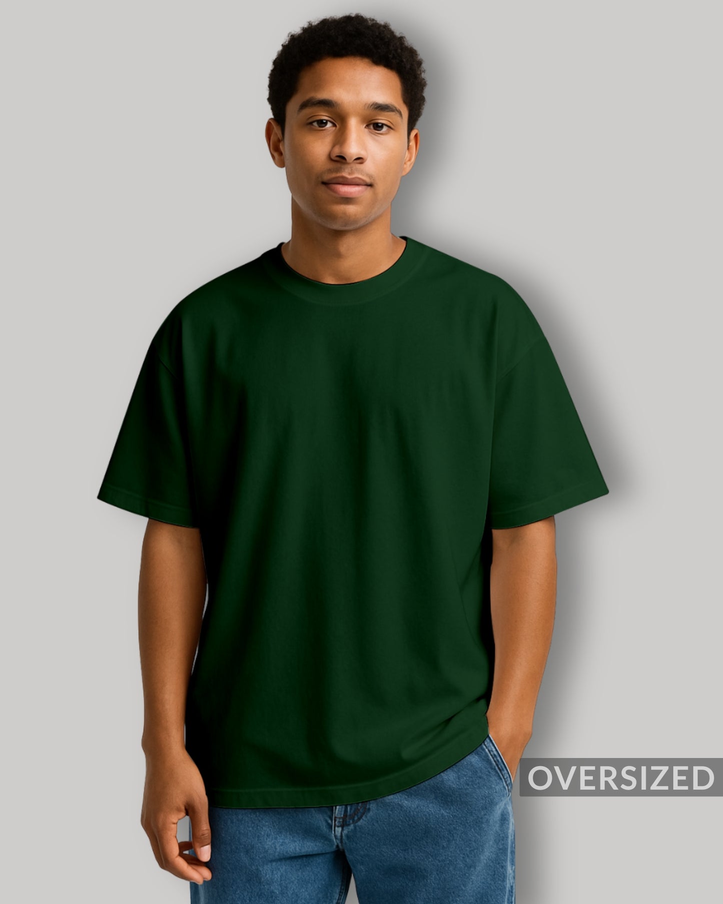 OVERSIZED BOTTLE GREEN PLAIN TSHIRT