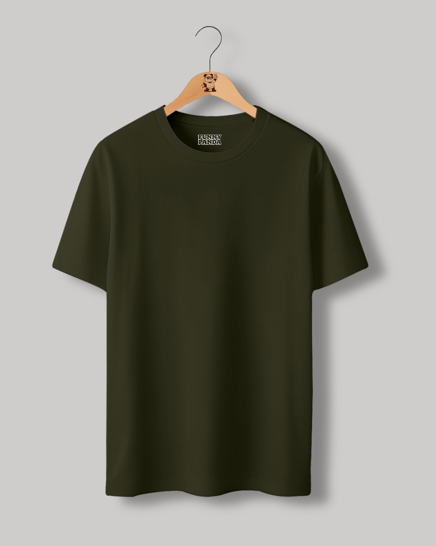 CLASSIC FIT OLIVE GREEN PLAIN UNISEX T-SHIRT