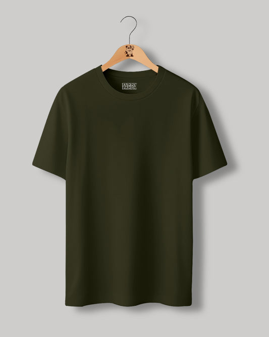 CLASSIC FIT OLIVE GREEN PLAIN UNISEX T-SHIRT