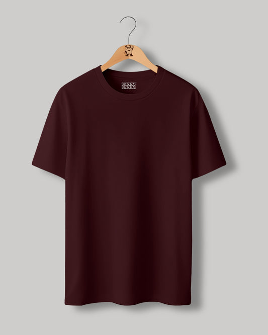 CLASSIC FIT MAROON PLAIN UNISEX T-SHIRT