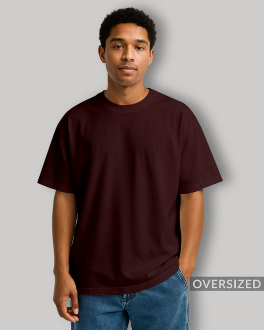 OVERSIZED MAROON PLAIN TSHIRT