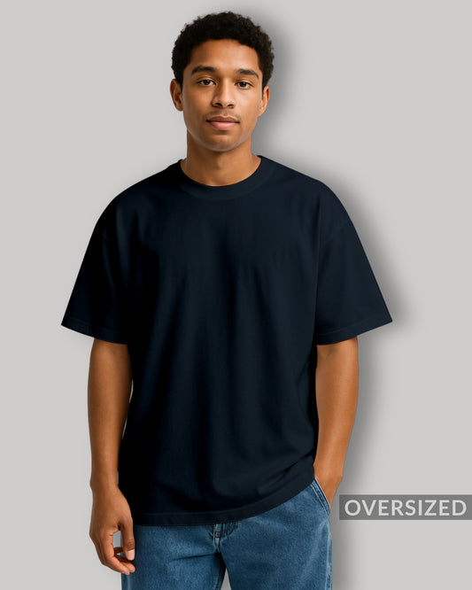 OVERSIZED NAVY BLUE PLAIN TSHIRT