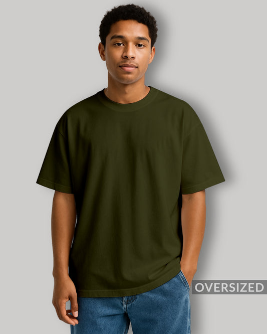 OVERSIZED OLIVE GREEN PLAIN TSHIRT
