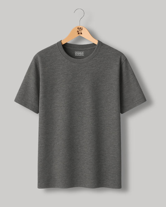 CLASSIC FIT CHARCOAL MELANGE PLAIN UNISEX T-SHIRT