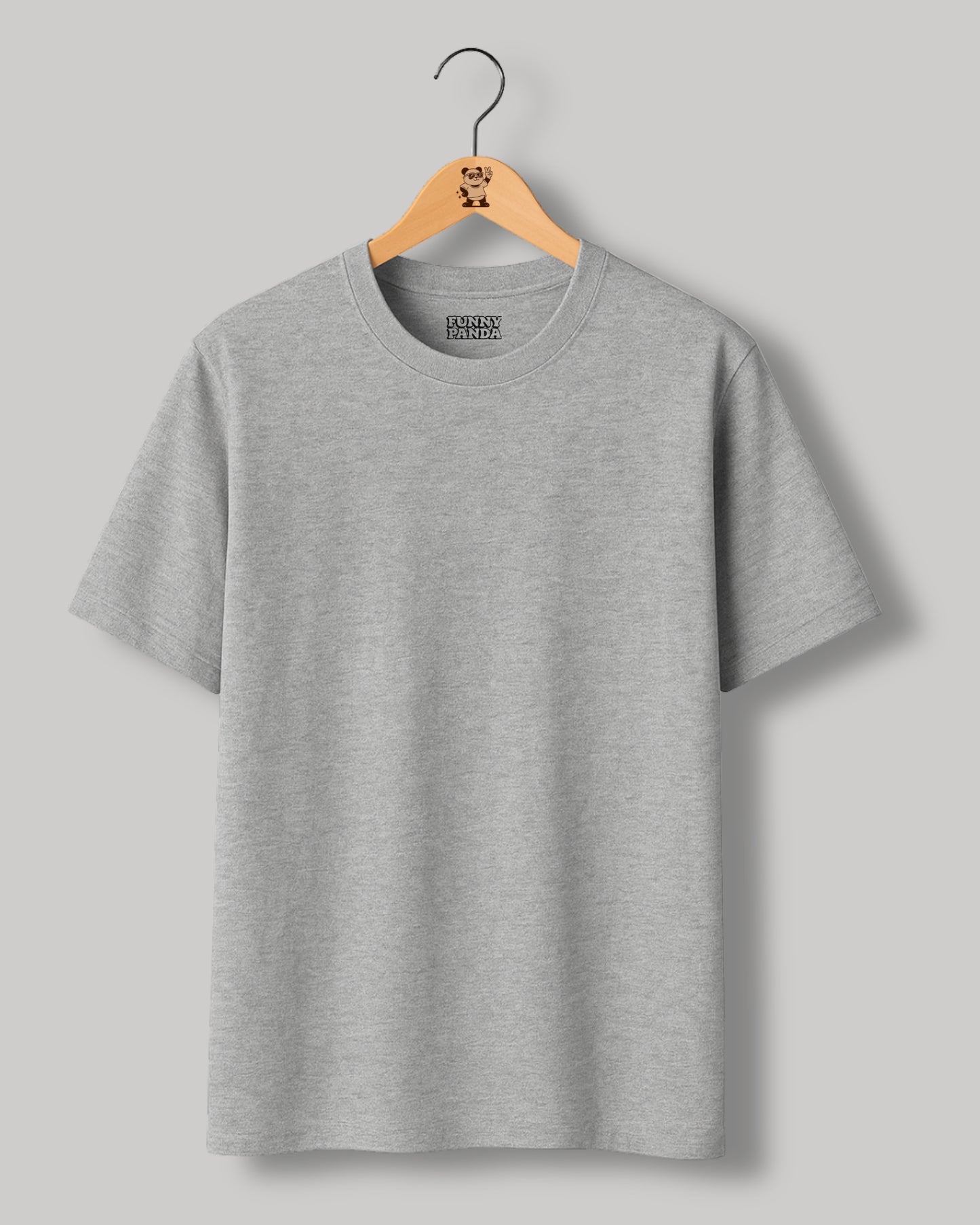 CLASSIC FIT GREY MELANGE PLAIN UNISEX T-SHIRT